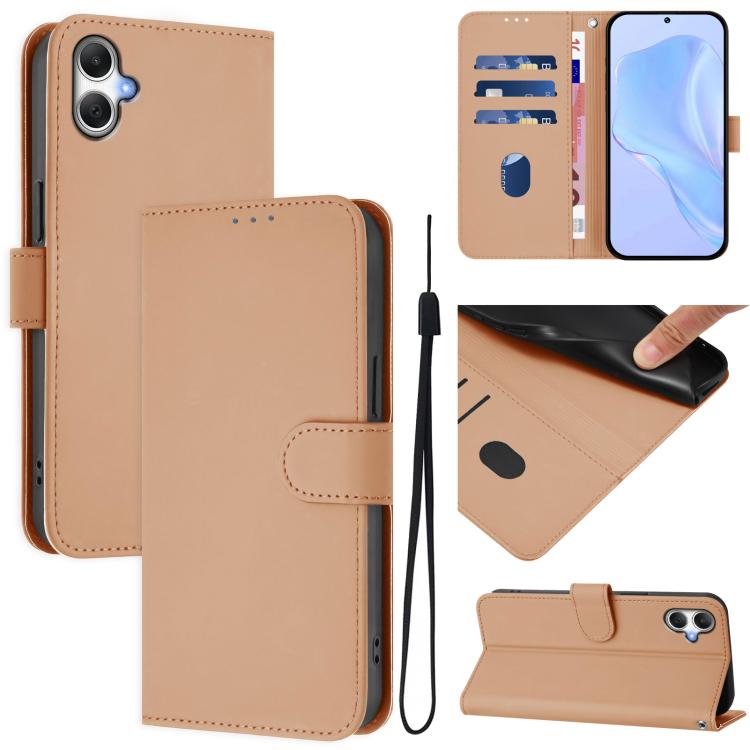 Funda de piel con cordón para Samsung Galaxy A07 4G, color piel, lisa y con tacto suave (desnudo)