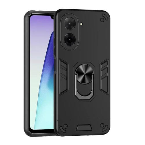 Funda de teléfono con anillo de metal a prueba de golpes de 171,7 mm para Xiaomi Poco C71 / Redmi A5 4G (negro)