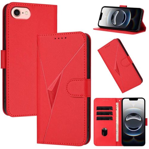 Funda de Cuero con Hebilla y Diseño de Triángulos para iPhone 16E (Rojo)