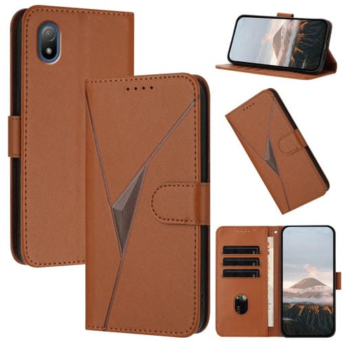 Estuche de Cuero Sony Xperia Ace Iii con Hebilla y Diseño Triángulos (Marrón)