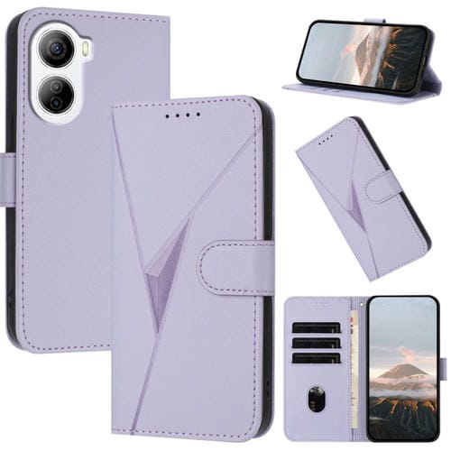 Funda de Cuero para ZTE Libero 5G Iv con Cierre de Hebilla y Diseño Triangular (Morado Claro)