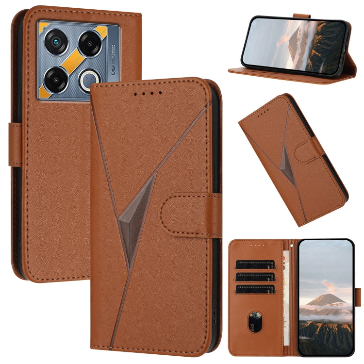 Funda de Cuero para Infinix Gt 20 Pro con Cierre de Hebilla y Diseño Triangular (Marrón)