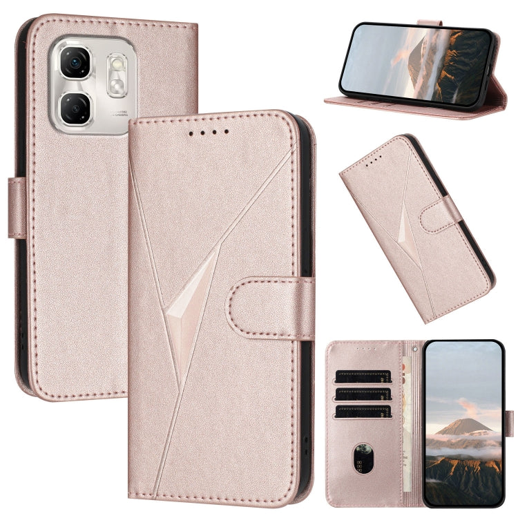 Funda de Cuero con Hebilla y Diseño Triangular para Infinix Hot 50I/Smart 9 (Oro Rosa)