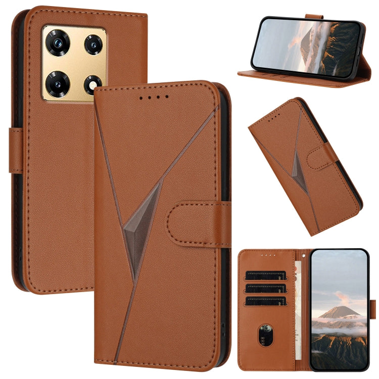Funda de Cuero con Cierre de Hebilla y Diseño Triangular para Infinix Note 30 Pro (Marrón)