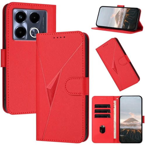 Funda de Cuero con Cierre de Hebilla y Diseño Triangular para Infinix Note 40 4G (Rojo)