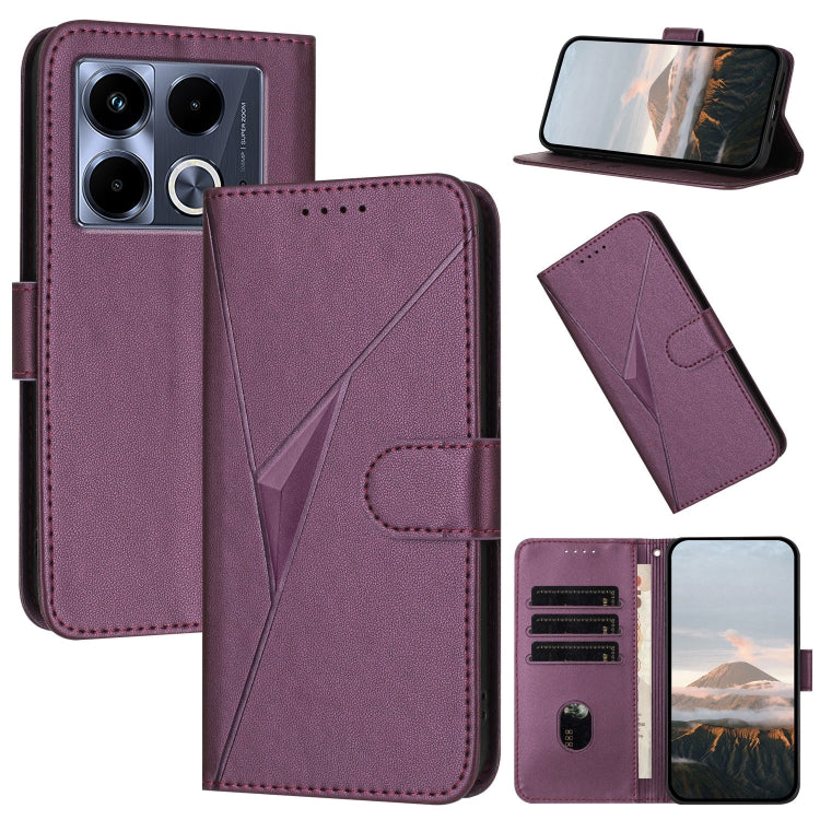 Funda de Cuero con Cierre de Hebilla y Diseño Triangular para Infinix Note 40 5G (Morado Oscuro)