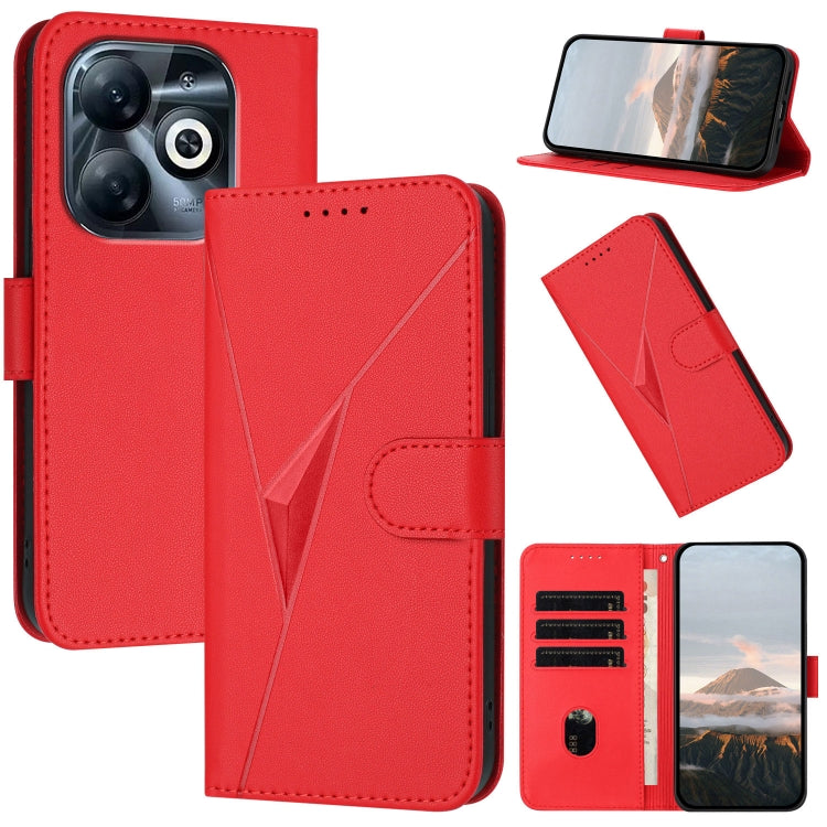 Funda de Cuero con Cierre de Hebilla y Diseño Triangular para Infinix Smart 8 Pro (Rojo)