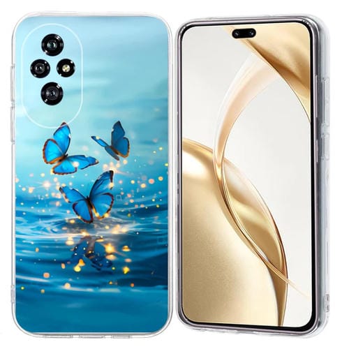 Funda TPU Honor 200 Pro con Patrón Pintura Colorida y Mariposas Azules