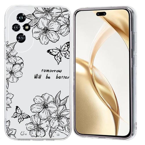 Funda de Teléfono TPU Honor 200 Pro con Patrón de Pintura Colorida (Mariposa y Flores)
