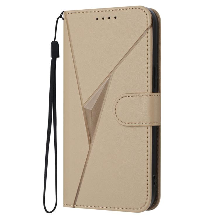 Funda de Cuero para Huawei Enjoy 50 Pro y Nova Y90 con Cierre de Hebilla y Diseño Triangular (Dorada)