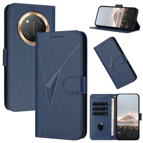 Funda de Cuero con Hebilla y Diseño Triángulos para Honor X9C Global (Azul)
