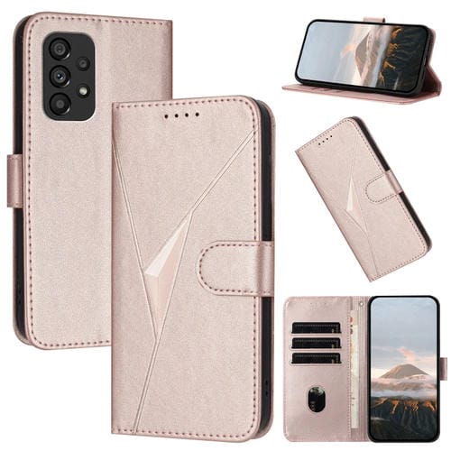 Funda Cuero Samsung Galaxy A53 5G Cierre Hebilla Diseño Triangular (Oro Rosa)