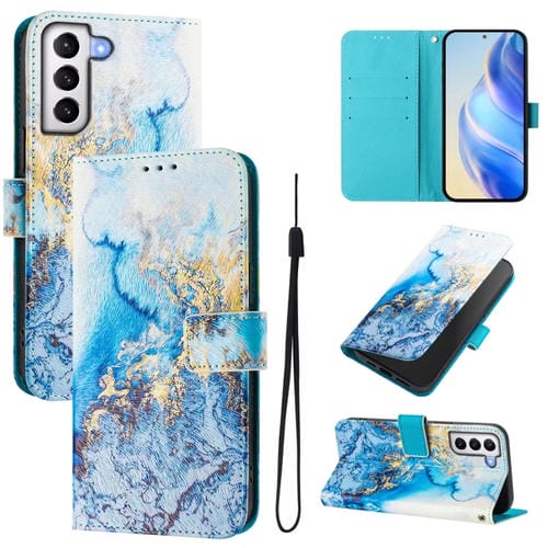 Funda de Cuero para Teléfono Samsung Galaxy S21 5G Patrón Dibujo Artístico (Mármol Oceánico)