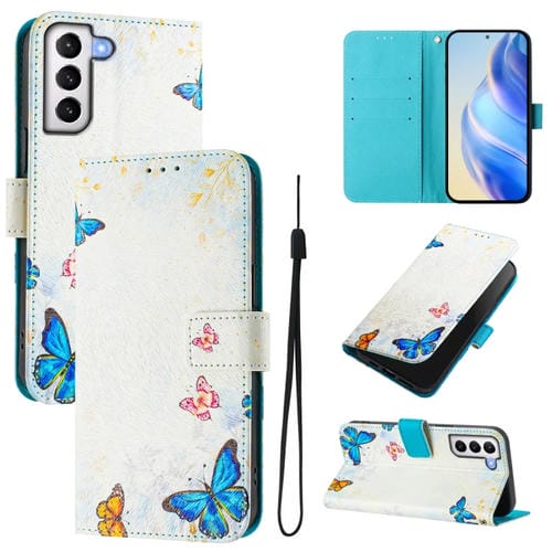 Funda de Cuero para Teléfono Samsung Galaxy S21+ 5G Patrón Dibujo Artístico (Casa de Mariposas)