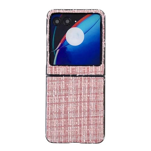 Funda Protectora PC Tela a Cuadros para Motorola Razr 40 Ultra (Rosa)