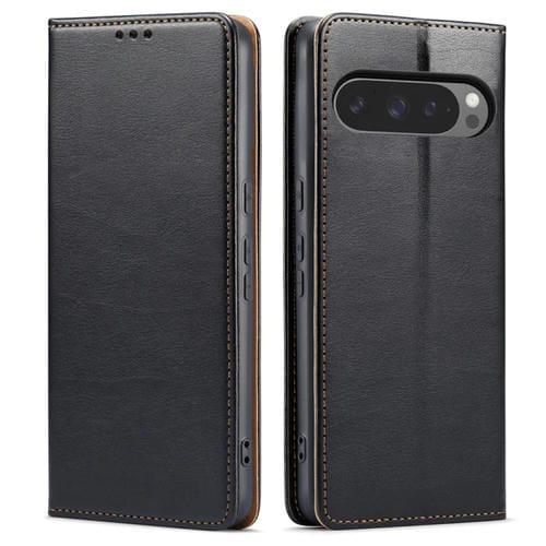 Funda para Teléfono Fierre Shann PU Cuero Genuino para Google Pixel 9/9 Pro (Negro)