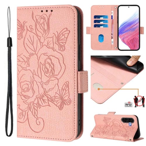 Funda de Cuero Antirrobo con Rfid para Samsung Galaxy A56 5G (Rosa)
