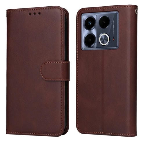 Funda de Piel con Tapa Textura Clásica Becerro para Infinix Note 40 4G (Marrón)
