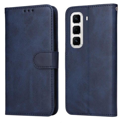 Funda de Cuero con Tapa y Textura Clásica Becerro para Infinix Hot 50 Pro+ 4G (Azul)
