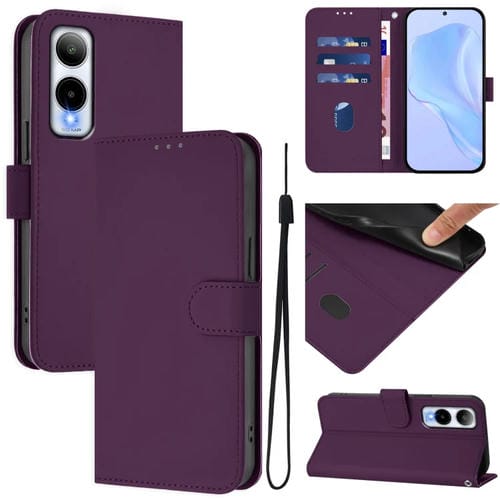 Funda de Cuero con Cordón para Teléfono Cricket Icon 6 Skin Feel (Violeta)
