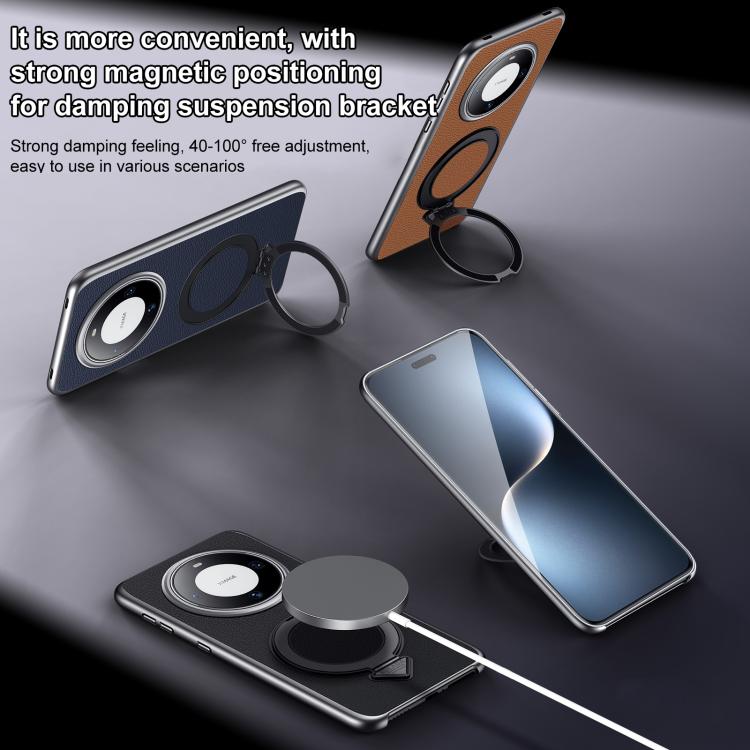 Funda para Teléfono Huawei Pura 70 Ultra con Soporte Magnético Magsafe de Cuero (Marrón)