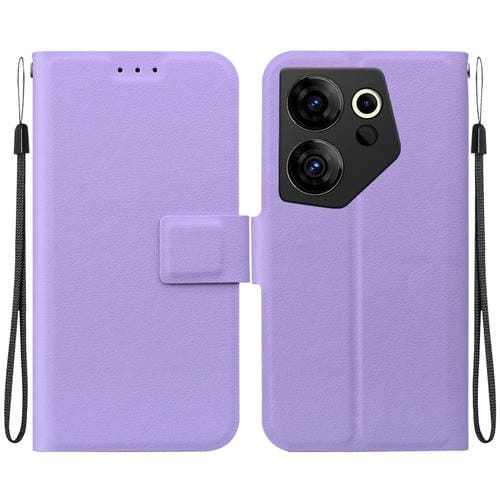 Funda de Cuero Ultradelgada con Hebilla Magnética para Tecno Camon 20 Premier (Morado)