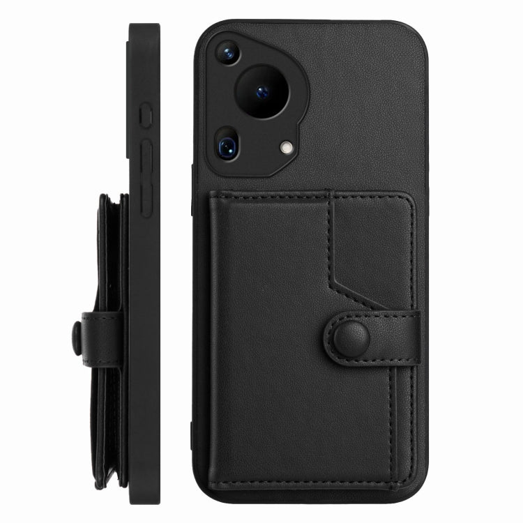 Funda Antirrobo RFID para Huawei Pura 70 Ultra con Botón y Tarjetero (Negra)