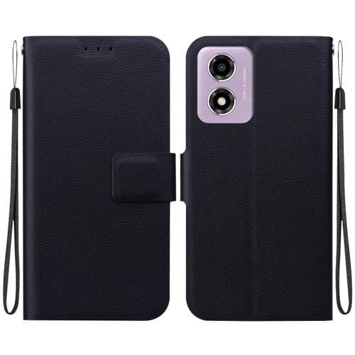Funda de Cuero Ultrafina con Hebilla Magnética para Motorola Moto E14 y Moto G04S (Negra)