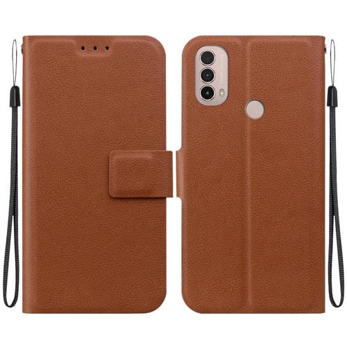 Funda de Cuero con Hebilla Magnética Ultrafina para Motorola Moto E20/E30/E40 (Marrón)
