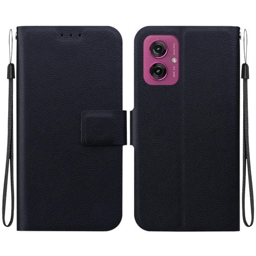 Funda de Cuero Ultradelgada con Hebilla Magnética para Motorola Moto G55 (Negra)