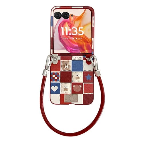 Funda para Teléfono Motorola Razr 50 Ultra Cobertura Total Diseño Osito Enrejado (Rojo)