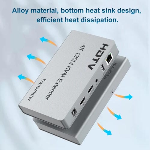 Extensor de Red HDMI USB KVM 4K 120 m con Enchufe Británico