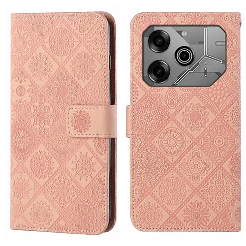 Funda de Cuero con Patrón En Relieve Étnico para Tecno Pova 6/6 Pro (Rosa)
