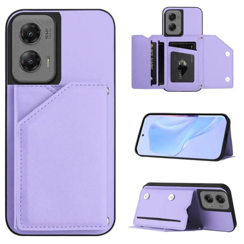 Funda para Teléfono Motorola Moto G Stylus 5G (2024) con 4 Ranuras y Correa (Morado)