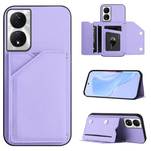 Funda para Teléfono Honor X7B Play 8T con 4 Ranuras para Tarjetas y Correa (Morado)