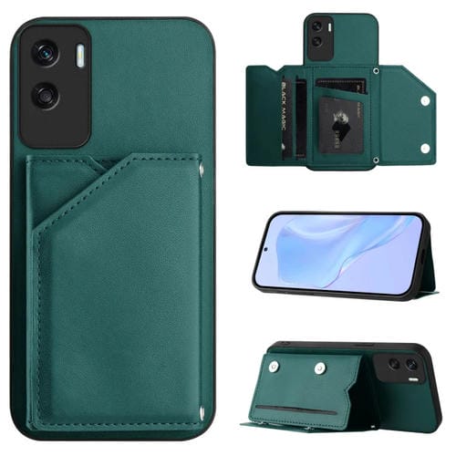 Funda para Honor X50I/90 Lite Skin Feel con 4 Ranuras para Tarjetas y Correa (Verde)