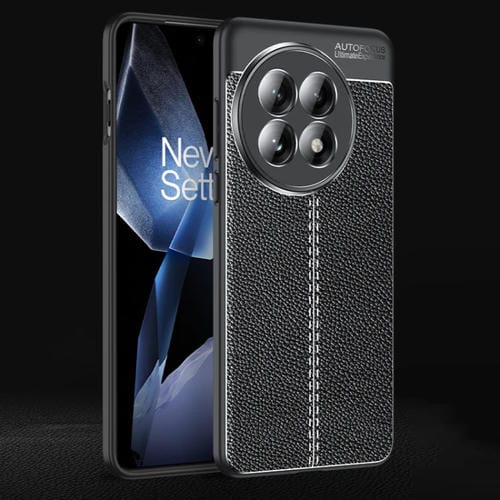 Funda para Teléfono OnePlus 13 de TPU a Prueba de Golpes con Textura de Lichi (Negra)