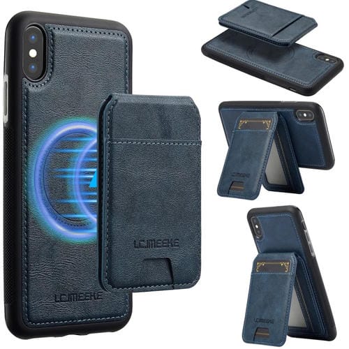 Estuche para Teléfono Lc.Imeeke Serie L3 para iPhone Xs/X con Funda para Tarjeta Rfid Desmontable Magsafe (Azul)