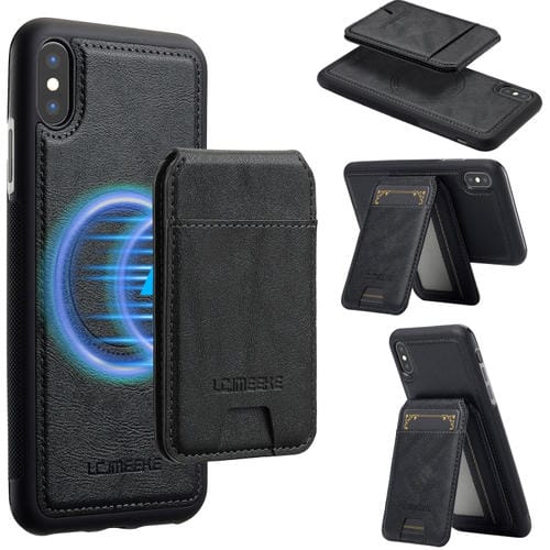 Funda para Teléfono Lc.Imeeke L3 Series iPhone Xr con Tarjetero Rfid Desmontable Magsafe (Negra)