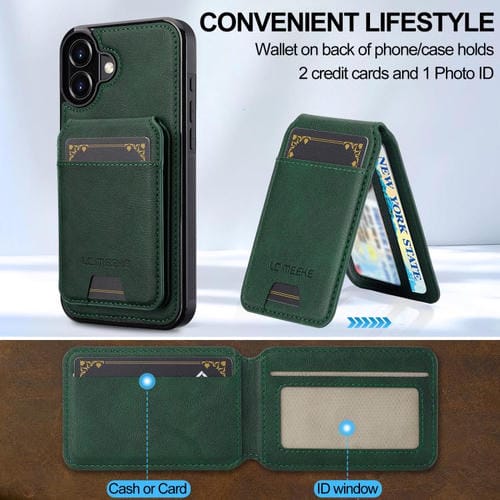 Funda para iPhone 17 LC.IMEEKE L3 con tarjetero RFID desmontable y Magsafe (verde)