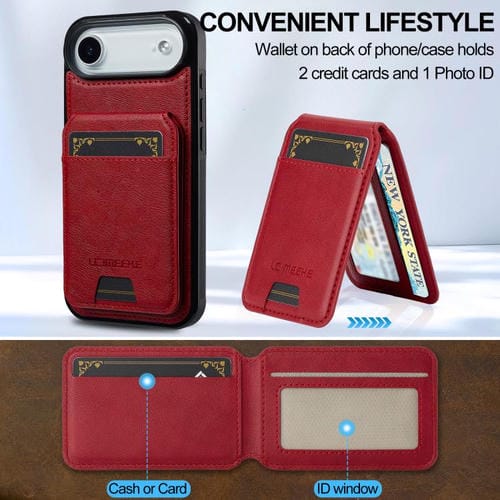Funda para iPhone 17 Air LC.IMEEKE L3 con tarjetero RFID desmontable y Magsafe (roja)