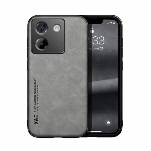 Funda de cuero con tapa magnética para Xiaomi Poco M7 Pro 5G (gris claro)
