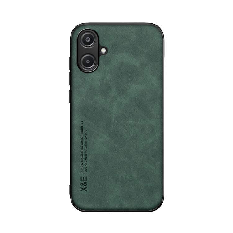 Funda de cuero magnética con textura de piel para Samsung Galaxy A06 5G (verde)