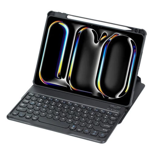 Funda con Teclado Bluetooth Yl13 para iPad Pro 11 (2024) Cuero Transparente Rotación 360 (Negro)