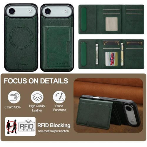 Funda para iPhone 17 Air LC.IMEEKE L5 con tarjetero RFID desmontable y Magsafe (verde)