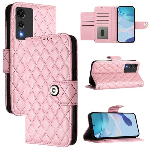 Funda de Cuero con Tapa y Textura Rombal para Cubot A10 con Cordón (Rosa)