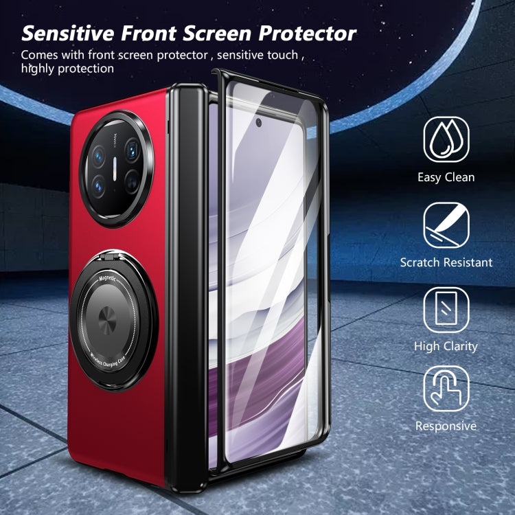 Funda para Teléfono Huawei Mate X5 con Anillo Giratorio Plegable y Medalla Dorada (Rojo)