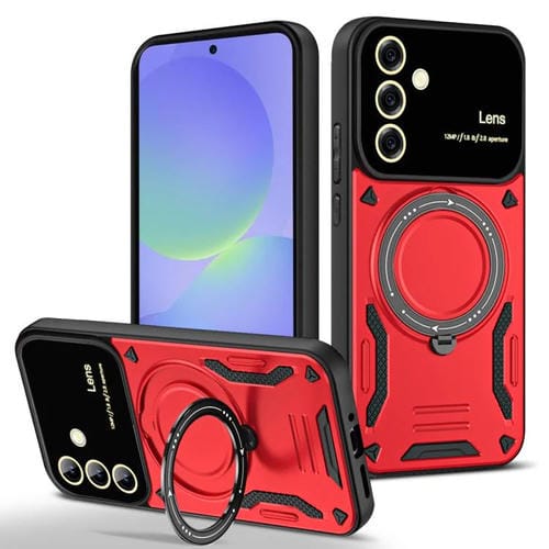 Funda con soporte MagSafe y ventana grande para Samsung Galaxy A56/A36 5G (roja)