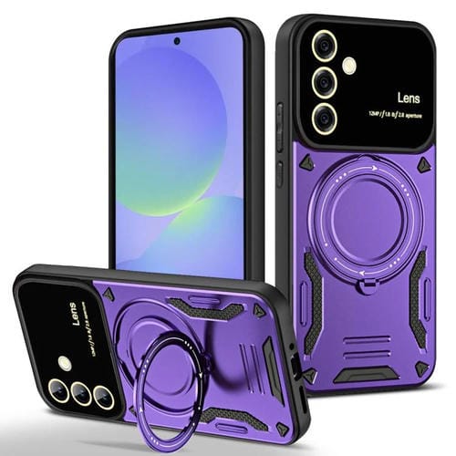 Funda con soporte MagSafe y ventana grande para Samsung Galaxy A56/A36 5G (morada)
