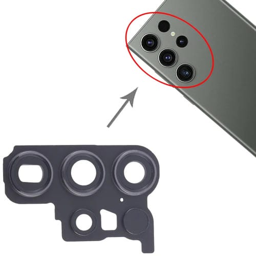 Cubierta de Lente de Cámara Trasera Samsung Galaxy S23 Ultra SM-S918B (Negro) - (10 Piezas)
